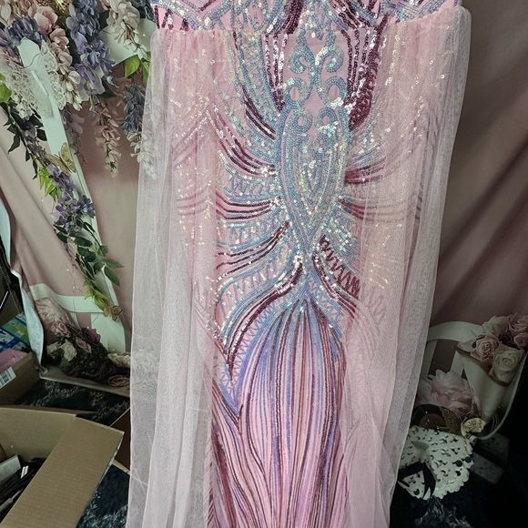 Pink Sequined Formal Gown NWT. Size Medium by Faeriesty - Picture 7 of 8